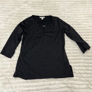 Dana Buchman Women Black 3/4 Sleeve Pullover Shirt Size Medium